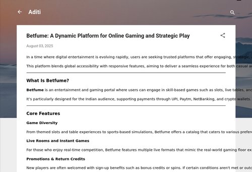 aditi-thought.blogspot.com - Betfume: A Dynamic Platform for Online Gaming and Strategic Play