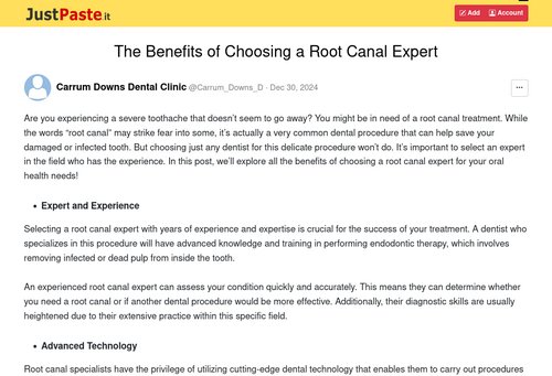 justpaste.it - The Benefits of Choosing a Root Canal Expert - JustPaste.it