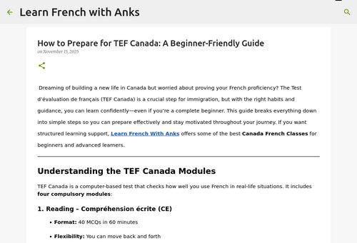 learnfrenchwithanks.blogspot.com - How to Prepare for TEF Canada: A Beginner-Friendly Guide