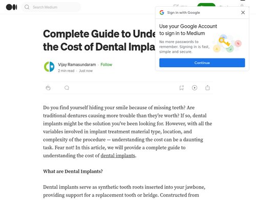 medium.com - Complete Guide to Understanding the Cost of Dental Implants | by Vijay Ramasundaram | Jun, 2023 | Medium